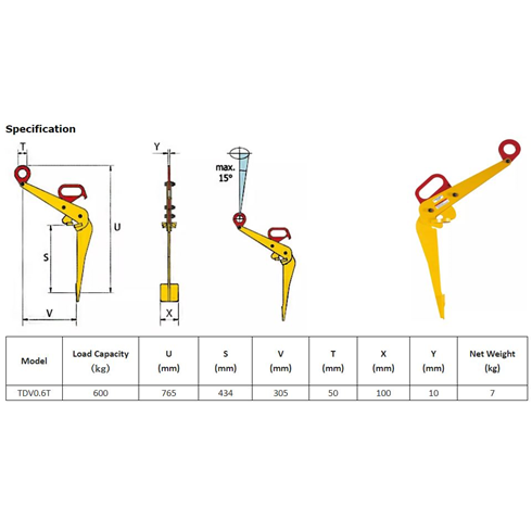 500kg Vertical Lift Drum Clamp