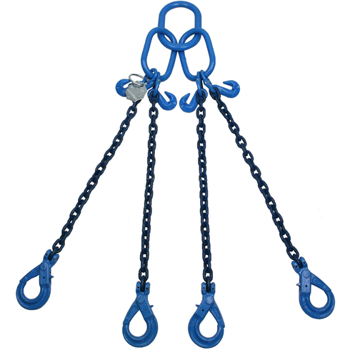 8.4 tonne Grade 100 4 Leg Chain sling c/w Safety Hooks , chain brothers 