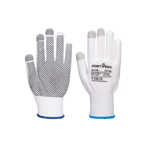 Portwest A118 - Grip 13 PVC Dotted Touchscreen Glove (12pk)