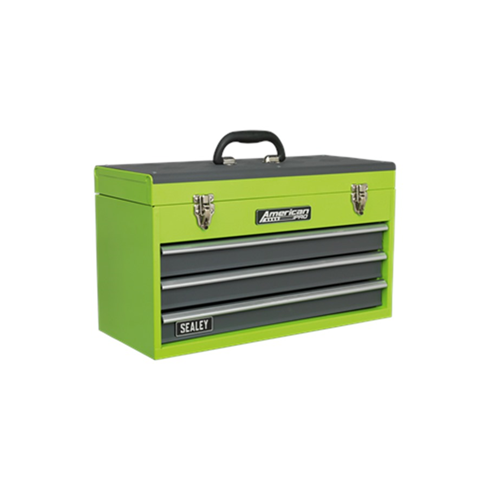 Sealey AP9243BBHV Tool Chest 3 Drawer Portable with Ball-Bearing Slides - Green/Grey