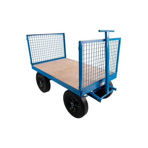 1tonne Heavy Duty Site Trolley c/w Solid Wheels and Removable Mesh Sides
