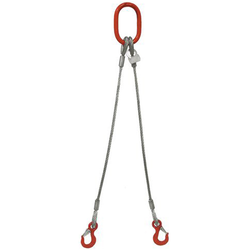 5mm 2-Leg 390kg Wire Rope Sling c/w Latch Hooks