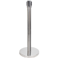 Pair of Polished Steel Retractable Barrier Posts with Red Webbing