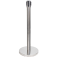 Set of 4x Polished Steel Retractable Barrier Posts with Red Webbing