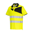 Portwest PW212 Short Sleeve Hi-Vis Cotton Comfort Polo Shirt Yellow/Black