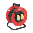 Sealey CR12515 Cable Reel 25mtr 2 x 110V 1.5mm² Heavy-Duty Thermal Trip