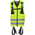 Kratos FA1030200 2-Point Full Body Harness with Yellow High Visibility Work Vest