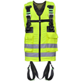 Kratos Safety FA1030200 2-Point Full Body Harness with Yellow High Visibility Work Vest