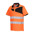 Portwest PW212 Short Sleeve Hi-Vis Cotton Comfort Polo Shirt Orange/Black