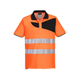 Portwest PW212 Short Sleeve Hi-Vis Cotton Comfort Polo Shirt Orange/Black