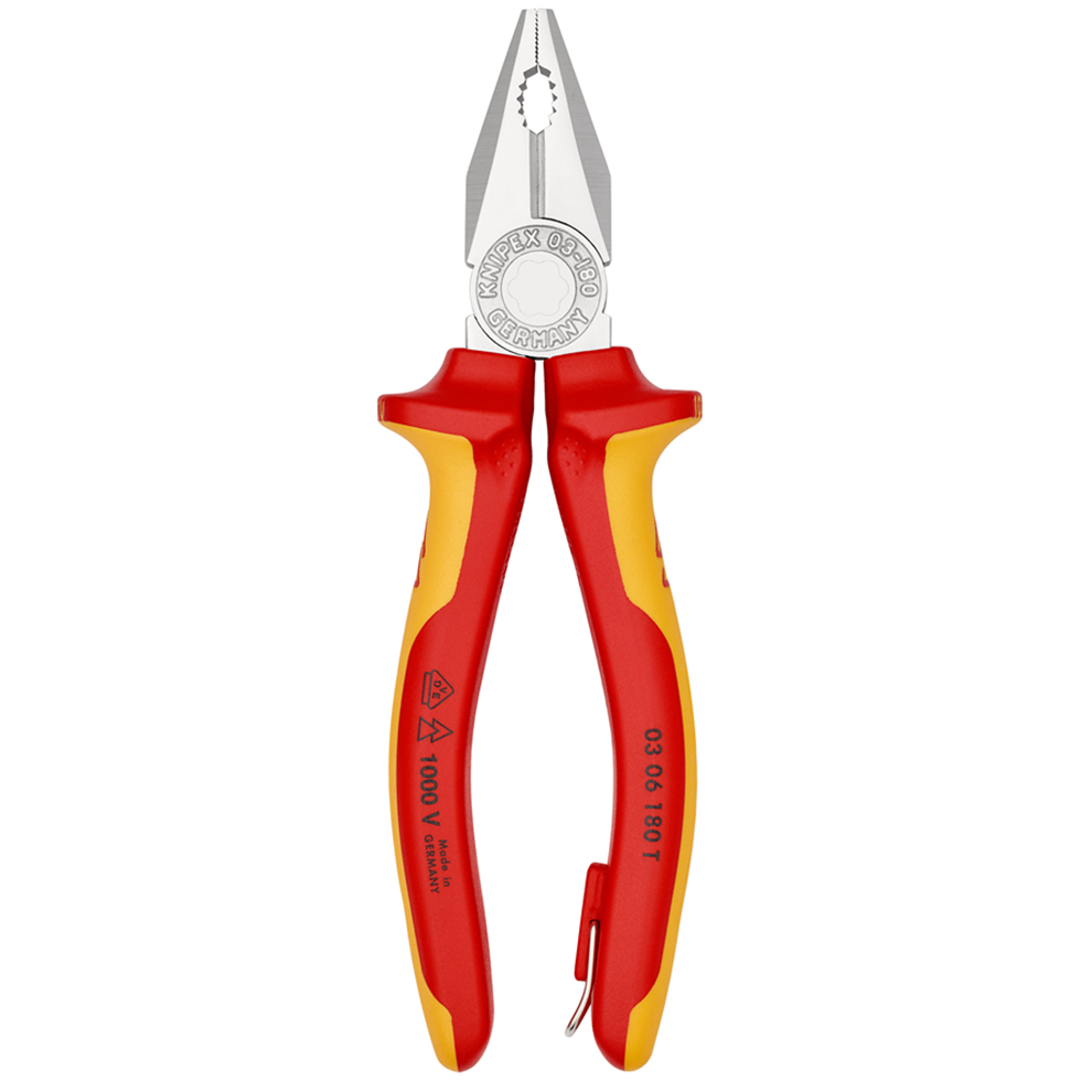KNIPEX 0306180T Combination Pliers with Tether Attachment Point Safety Lifting
