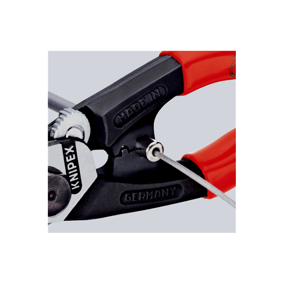 KNIPEX 9562190T Wire Rope Cutters with Tether Attachment Point Safety