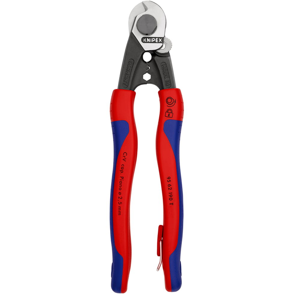 KNIPEX 9562190T Wire Rope Cutters with Tether Attachment Point Safety