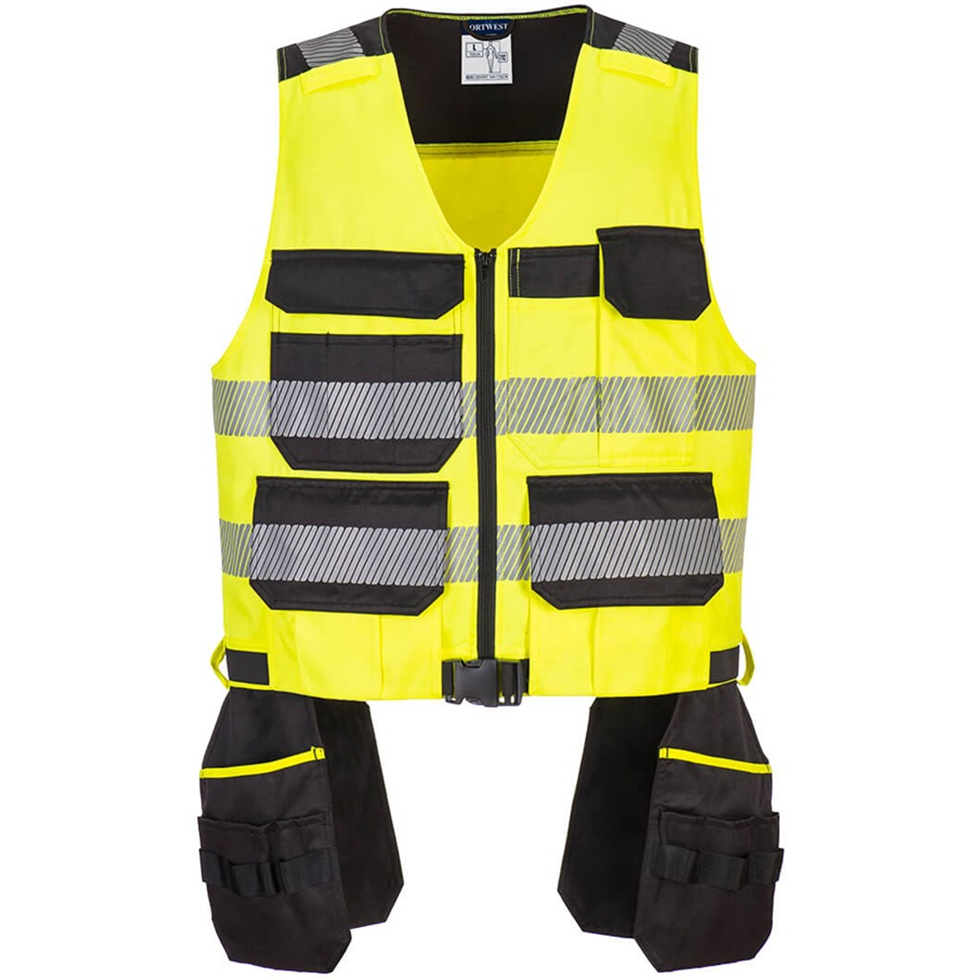 Hi-Vis Class 2 Safety Tool Vest - Fits Over Harness, Reflective Tape, Adjustable, Machine Washable