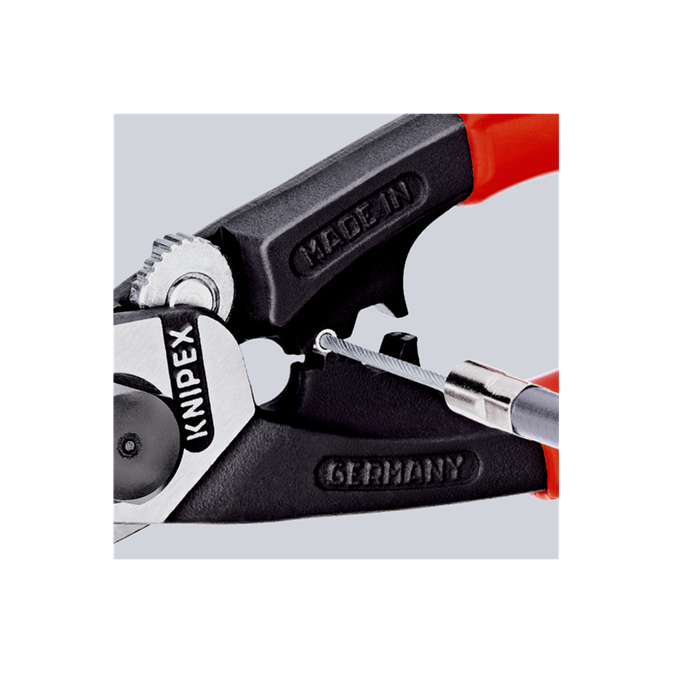 KNIPEX 9562190T Wire Rope Cutters with Tether Attachment Point Safety
